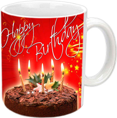 

Raj Laxmi choclate cake candles white mug Ceramic Mug(350 ml)