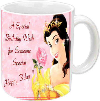 

Raj Laxmi Happy Birthday With Princes Design White Ceramic Mug(3.5 ml)