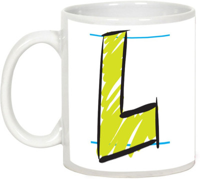 

AllUPrints Colorful Handwritten Alphabet Letters "L" Ceramic Mug(325 ml), White