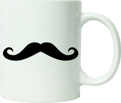 

Maison N Mode Long Mustache Coffee Ceramic Mug(330 ml), Multicolor