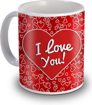 

SKY TRENDS I Love You With Heart Red Moments Gifts For Valentines Ceramic Mug(350 ml), White