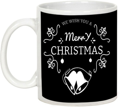 

AllUPrints Christmas Bells Ceramic Mug(325 ml), White