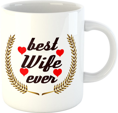 

Deeher Gifts Best Wife ever Ceramic Mug(330 ml), Multicolor