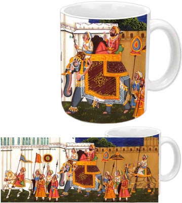 

Raj Laxmi Old Rajasthani culture White Ceramic Mug(350 ml)