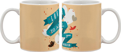 

Artifa Love Is All You Need Porcelain, Ceramic Mug(350 ml), Multicolor