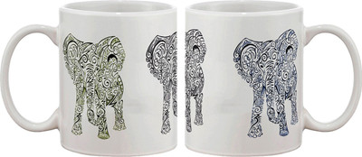 

Artifa Elephant Design Porcelain, Ceramic Mug(350 ml), Multicolor