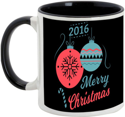 

AllUPrints December Christmas Collage Ceramic Mug(325 ml), Black