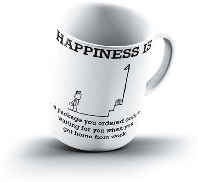 

Ucard Happiness Is1094 Bone China, Ceramic, Porcelain Mug(325 ml), Multicolor