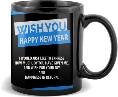 

SKY TRENDS Happy new year a beautyful black colour gift for girlfriend boyfriend friend brother sister Ceramic Mug(320 ml)