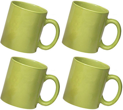 

Snapgalaxy Green Combo of 4 pcs Ceramic Mug(1280 ml, Pack of 4)