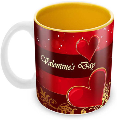 

Tuelip Best And Valentine Special Day Gifts for Your Love inside yellow Designer Printed Tea and Coffee Ceramic Mug(350 ml), Multicolor