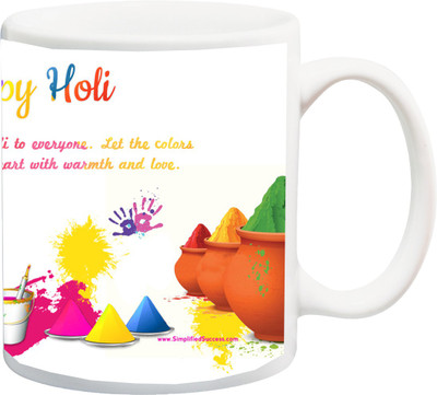 

ME&YOU Gift for Holi;Fill your heart with warmth and love Happy Holy Printed Ceramic Mug(325 ml), Multicolor