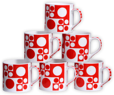 

Pearl Circles Bone China(Red, White, Pack of 6)