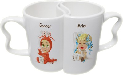 

Ucard Cancer and Aries Zodiac Sign Valentines Day Couple Bone China, Ceramic, Porcelain Mug(325 ml), Multicolor