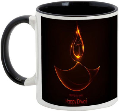 

AllUPrints Diwali Gifts - Illuminate Yourself In Lights Of Deepawali Ceramic Mug(325 ml), Black