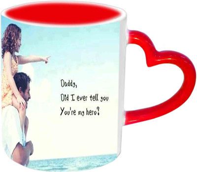 

Raj Laxmi Wish You happy Fathers Day With Beach View Red Heart Handle Ceramic Mug(350 ml)