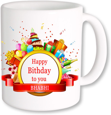 

PhotogiftsIndia happy birth day bhabhi Ceramic Mug(325 ml), Multicolor