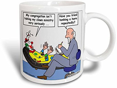 

3dRose Pastor Problems with Clown Ministry Ceramic, 15 oz, White Ceramic Mug(60 ml), Multicolor