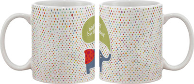 

Artifa Happy Birthday Elephant Design Porcelain, Ceramic Mug(350 ml), Multicolor