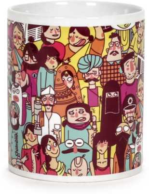 

Chumbak Faces of India Ceramic Mug(300 ml), Multicolor