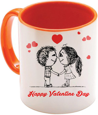 

SKY TRENDS Valentine Gift for Girlfriend Love Printed I Love U Forever Perfect for Her Him Wife Fiance Anniversary And Birthday STGD180 Ceramic Mug(325 ml), Orange