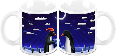 

Homesogood Christmas With Penguins Ceramic Mug(325 ml, Pack of 2)
