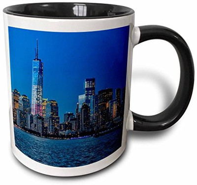 

3dRose mug_154695_4 Freedom Tower at Sunset Two Tone Black, 11 oz, Black/White Ceramic Mug(60 ml), Multicolor