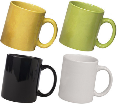 

Snapgalaxy Yellow Green Black and White Combo Pack 4pcs Ceramic Mug(1280 ml, Pack of 4), Multicolor