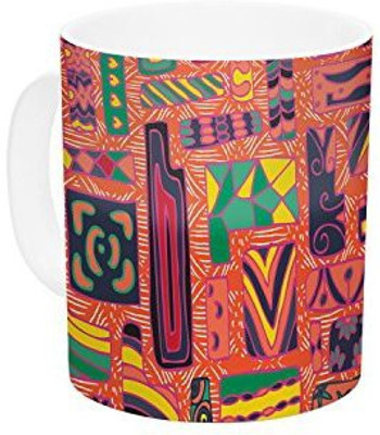

Kess InHouse InHouse Akwaflorell Squares Ceramic Coffee, 11 oz, Multicolor Ceramic Mug(60 ml)