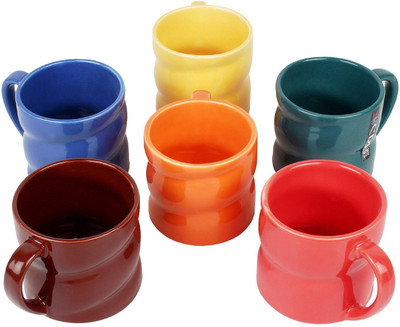 

PFUMART C000A26 Ceramic Mug(130 ml, Pack of 6), Multicolor