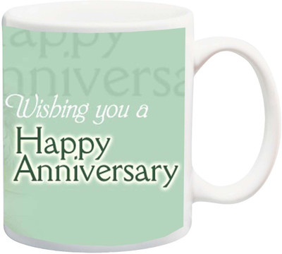 

ME&YOU Gift for Father/Mother/Brother/Sister/Uncle/Aunt;Wishing You A Happy Anniversary Printed Ceramic Mug(325 ml), Multicolor