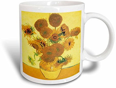 

3dRose Sunflowers By Vincent Van Gogh Ceramic, 15 oz, White Ceramic Mug(60 ml), Multicolor