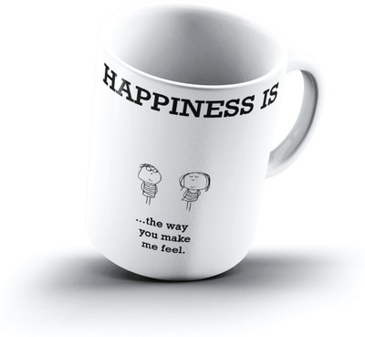 

Ucard Happiness Is1490 Bone China, Ceramic, Porcelain Mug(325 ml), Multicolor