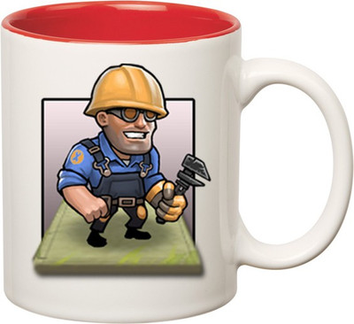 

Huppme Civil Engineer Inner Red Ceramic Mug(350 ml), Red;white