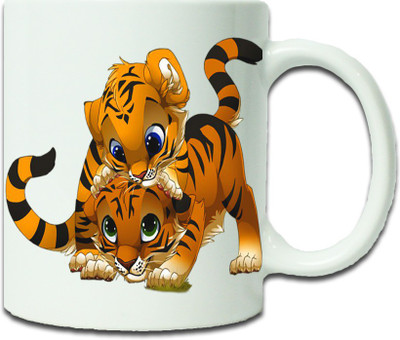

Maison N Mode Cub Coffee Ceramic Mug(330 ml), Multicolor
