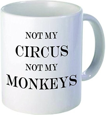 

Rikki Knight Knight Not My Circus Not My Monkeys Ceramic Coffee Cups, 11 oz, White Ceramic Mug(60 ml), Multicolor