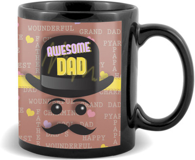 

SKY TRENDS Awesome Dad With Black Cap And Mustaches Special Gifts For Dad Happy Father's Black Coffee Ceramic Mug(320 ml)