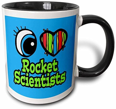 

3dRose mug_106465_4 Bright Eye Heart I Love Rocket Scientists Two Tone Black, 11 oz, Black/White Ceramic Mug(60 ml), Multicolor