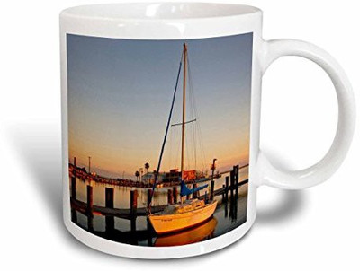 

3dRose mug_146628_1 Sailboat, Rockport, Texas Harbor at Sunset, USA US44 LDI0484 Larry Ditto Ceramic, 11 oz, White Ceramic Mug(60 ml), Multicolor