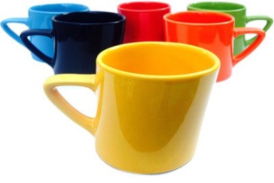 

TGS TC116 Ceramic Mug(200 ml, Pack of 6), Multicolor