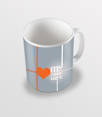 

SKY TRENDS My Loving Wife Happy Karwa Chauth Heart Design Awesome Gifts For Wife Coffee Ceramic Mug(325 ml), White