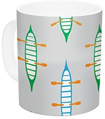

Kess InHouse InHouse Yenty Jap Sail Away Gray Ceramic Coffee, 11 oz, Multicolor Ceramic Mug(60 ml)