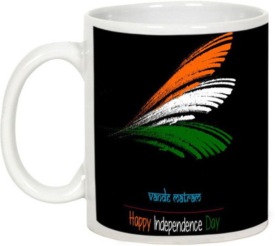 

AllUPrints Wings Of Independence Ceramic Mug(325 ml), White