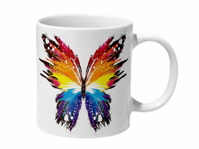 

Mooch Wale Abstract Butterfly Art Ceramic Mug(325 ml), Multicolor