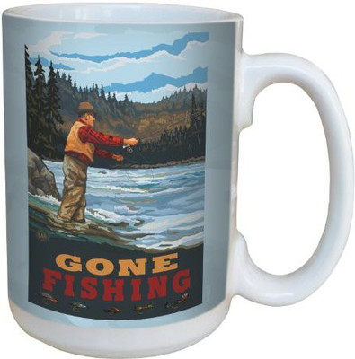 

Tree-Free Greetings Greetings lm43137 Vintage Fly Fishing Gone Fishing by Paul A. Lanquist Ceramic with Full-Sized Handle, 15-Ounce, Multicolored Ceramic Mug(60 ml), Multicolor