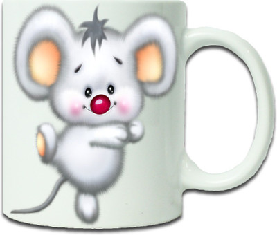 

Maison N Mode Orange Ear Mouse Coffee Ceramic Mug(330 ml), Multicolor