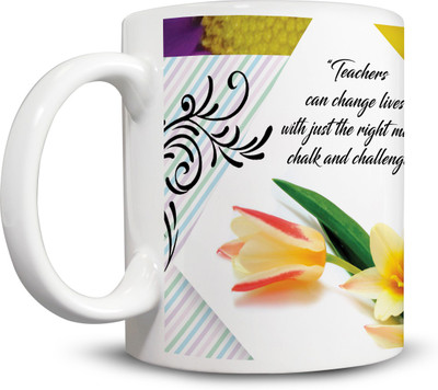 

Ackme Design Teacher, Change Lives, teachers Birthday Ceramic Mug(325 ml), Multicolor