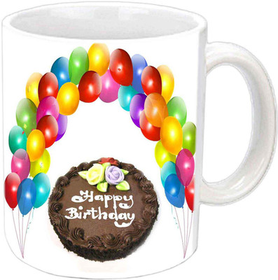 

Raj Laxmi choclate cake balloons white mug Ceramic Mug(350 ml)