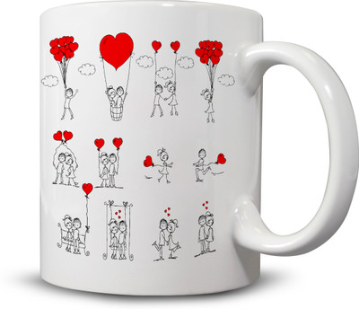 

Ackme Design Love Heart Ceramic Mug(325 ml), Multicolor