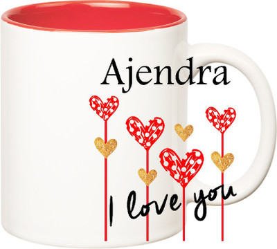 

Huppme I Love You Ajendra Inner Red (350 ml) Ceramic Mug(350 ml), Red;white